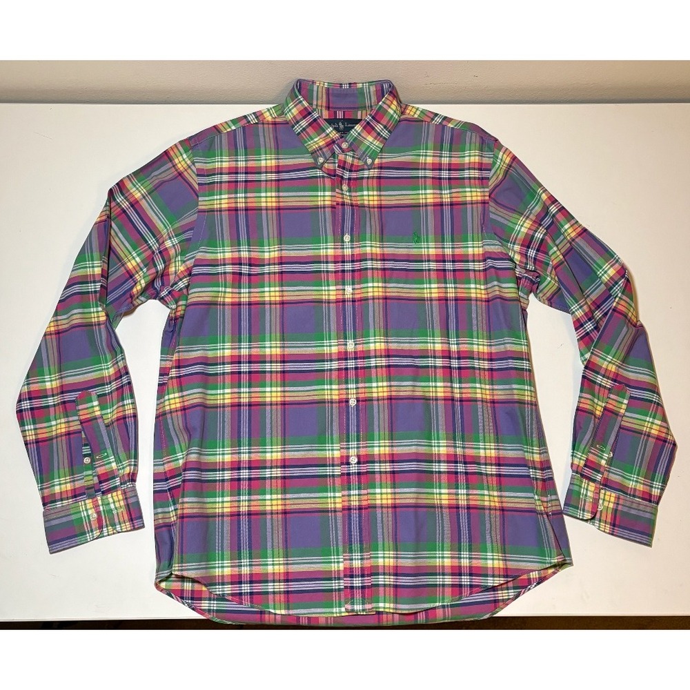 Ralph Lauren Polo Men's Multicolored Plaid Custom Fit Button Down Shirt | XL